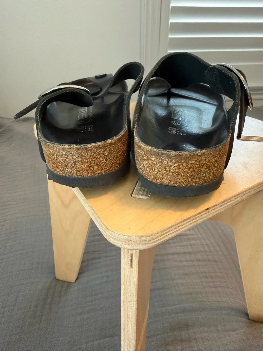 Birkenstock Black Toe-Post Sandals with Silver Buckles